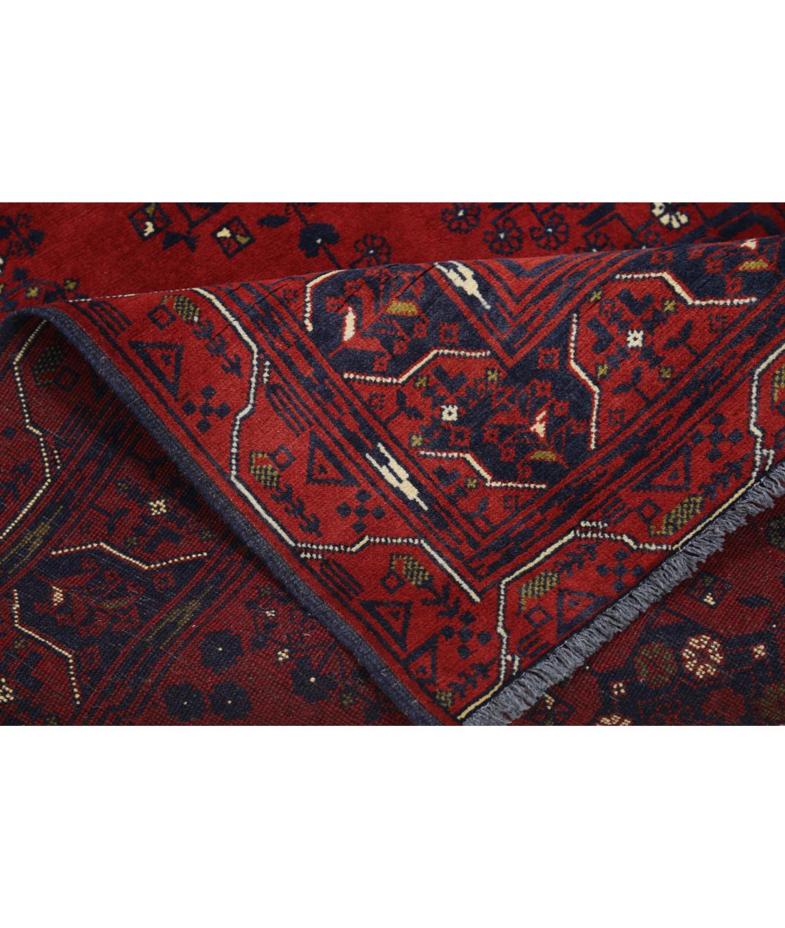 Hand Knotted Afghan Khamyab Wool Rug - 3'2'' x 4'9'' 3' 2" X 4' 9" (97 X 145) / Red / Blue