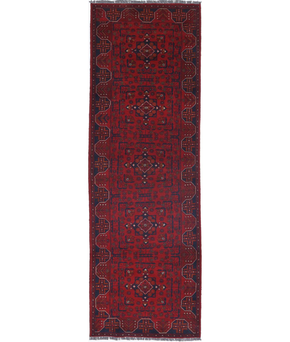 Hand Knotted Afghan Khamyab Wool Rug - 2'8'' x 9'3''