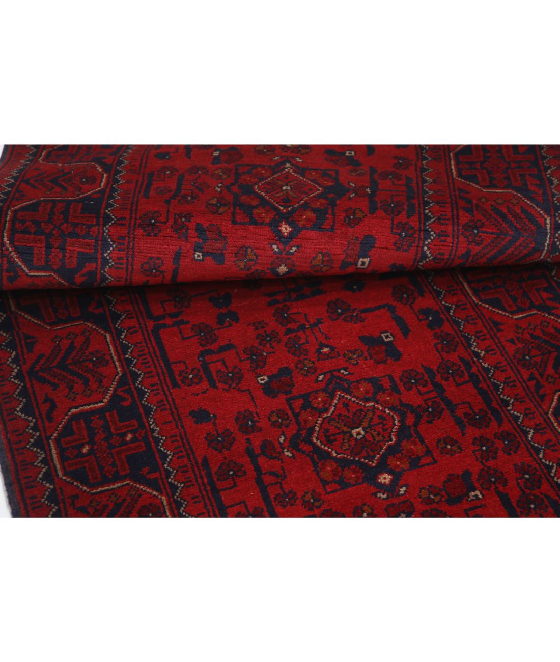 Hand Knotted Afghan Khamyab Wool Rug - 2'7'' x 9'5'' 2' 7" X 9' 5" (79 X 287) / Red / Blue
