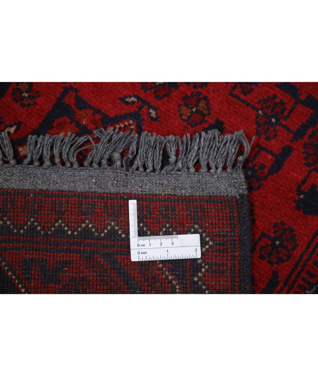 Hand Knotted Afghan Khamyab Wool Rug - 2'7'' x 9'5'' 2' 7" X 9' 5" (79 X 287) / Red / Blue