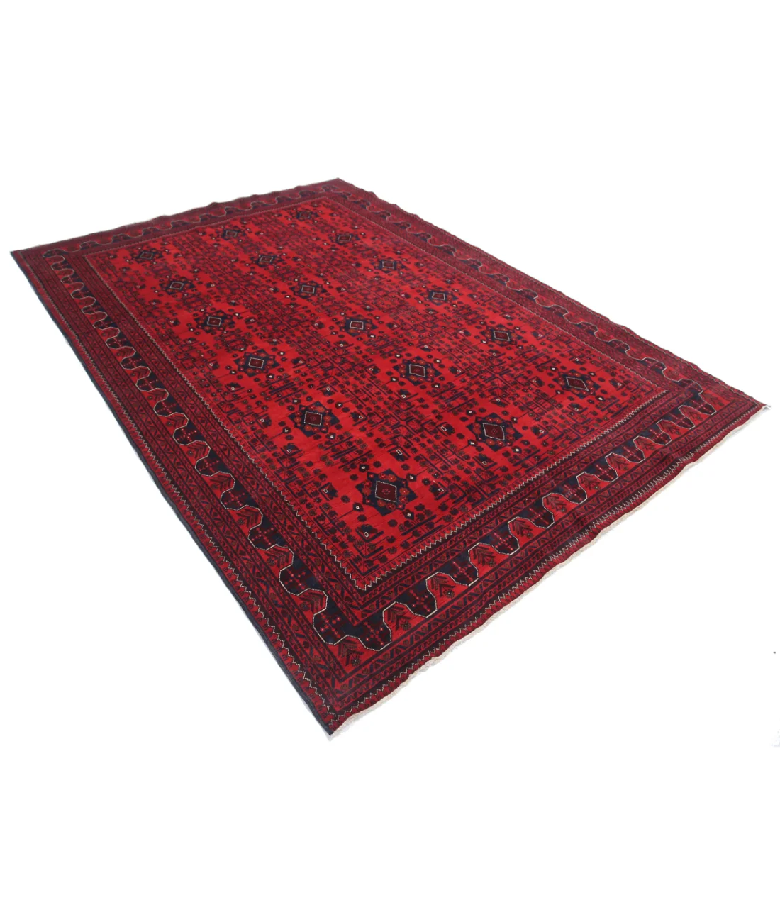 Hand Knotted Afghan Khamyab Wool Rug - 6'7'' x 9'4''