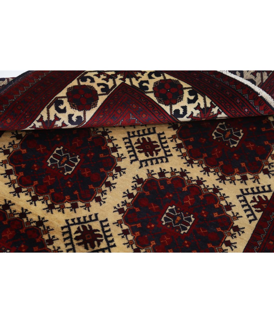 Hand Knotted Afghan Usmania Wool Rug - 3'4'' x 5'0'' 3' 4" X 5' 0" (102 X 152) / Beige / Blue