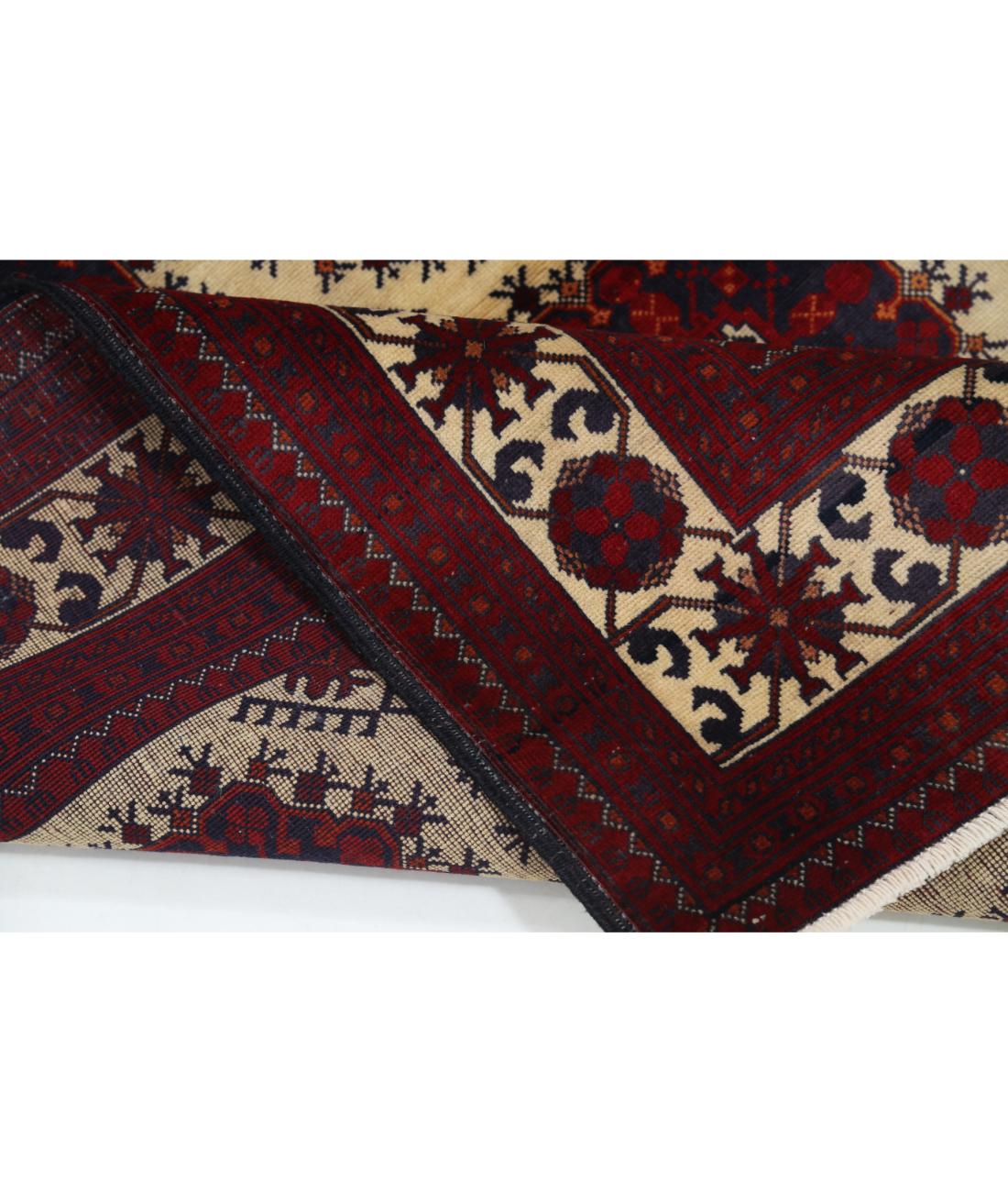Hand Knotted Afghan Usmania Wool Rug - 3'4'' x 5'0'' 3' 4" X 5' 0" (102 X 152) / Beige / Blue