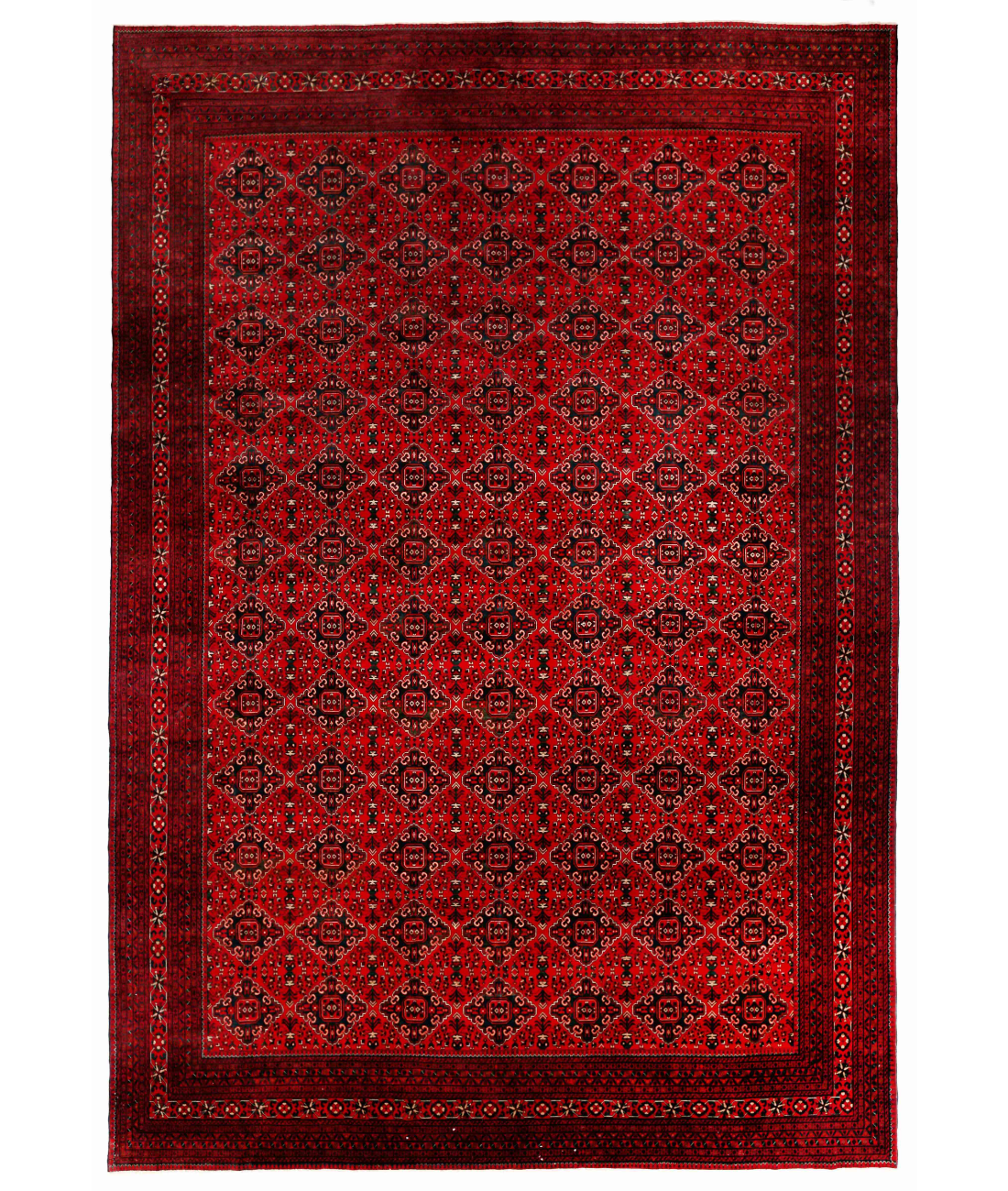 Hand Knotted Afghan Wool Rug  - 12&#39; 10&quot; X 18&#39; 11&quot;