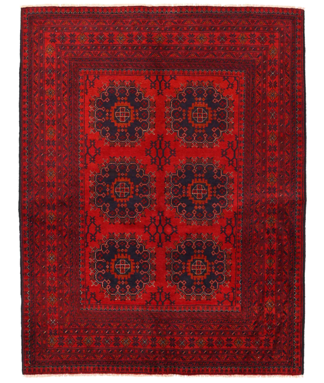 Hand Knotted Afghan Wool Rug  - 4&#39; 10&quot; X 6&#39; 4&quot;