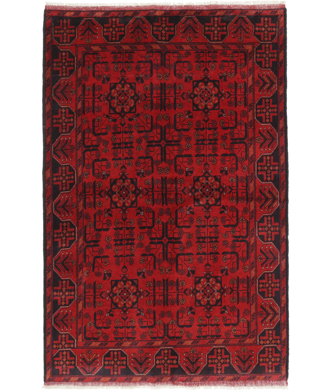 Hand Knotted Afghan Wool Rug  - 4&#39; 2&quot; X 6&#39; 5&quot;