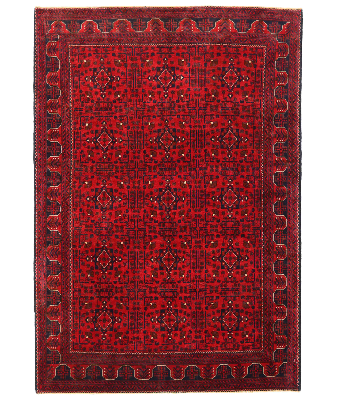 Hand Knotted Afghan Wool Rug  - 6&#39; 4&quot; X 9&#39; 6&quot;