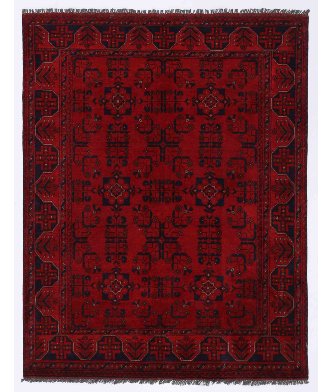 Hand Knotted Afghan Wool Rug  - 4&#39; 1&quot; X 6&#39; 2&quot;