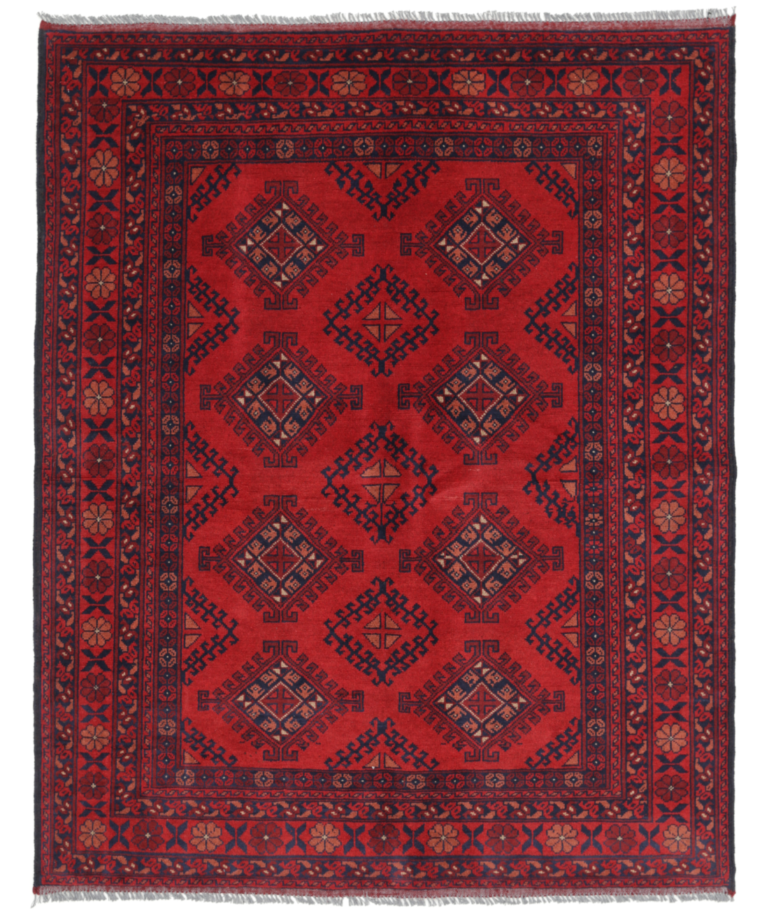 Hand Knotted Afghan Wool Rug  - 5&#39; 0&quot; X 6&#39; 3&quot;