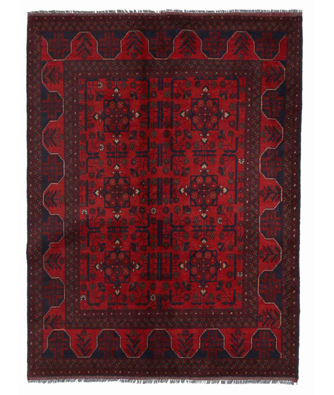 Hand Knotted Afghan Wool Rug  - 4&#39; 9&quot; X 6&#39; 3&quot;