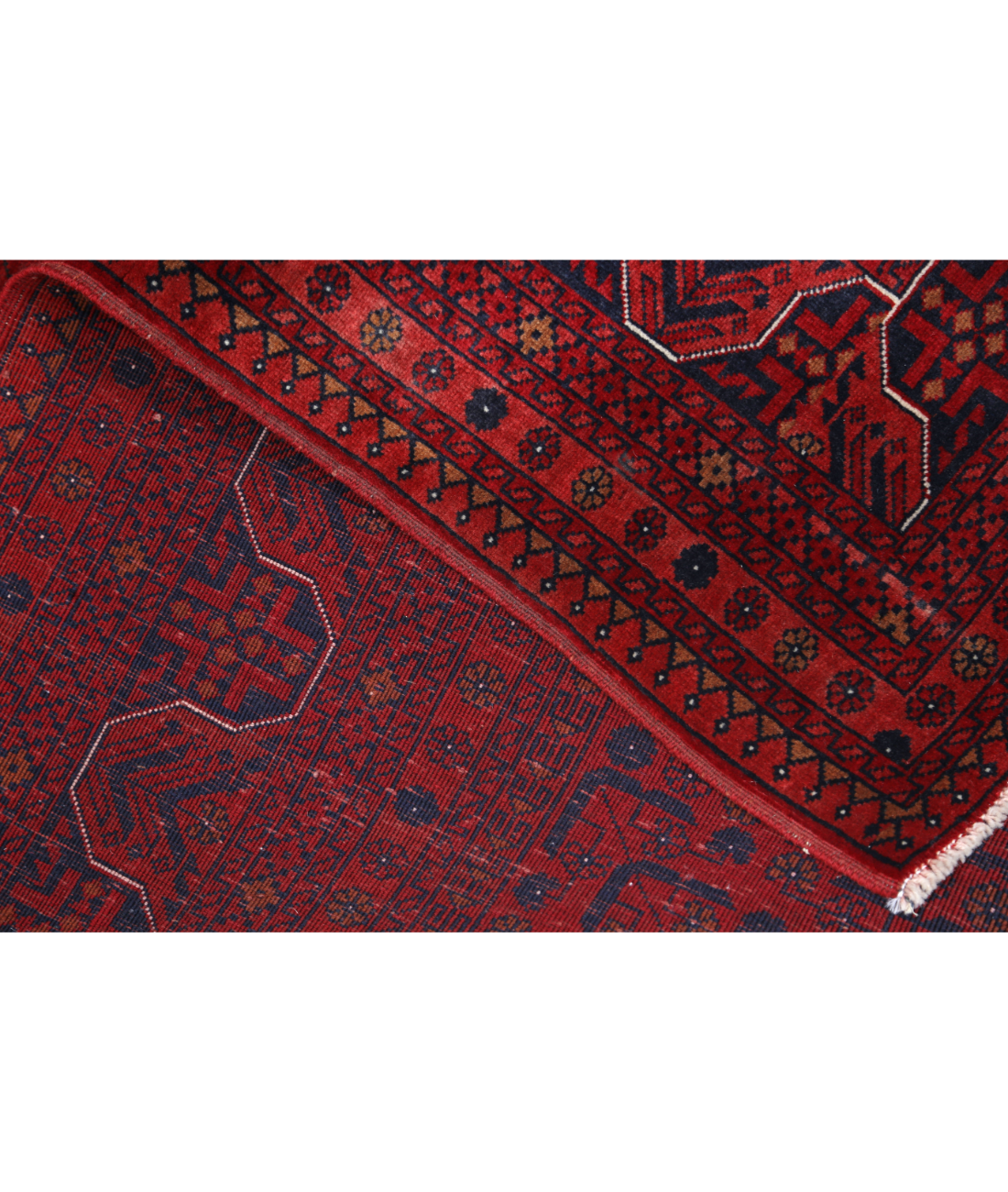 Hand Knotted Afghan Beljik Wool Rug - 5'7'' x 7'6'' 5' 7" X 7' 6" (170 X 229) / Red / Blue