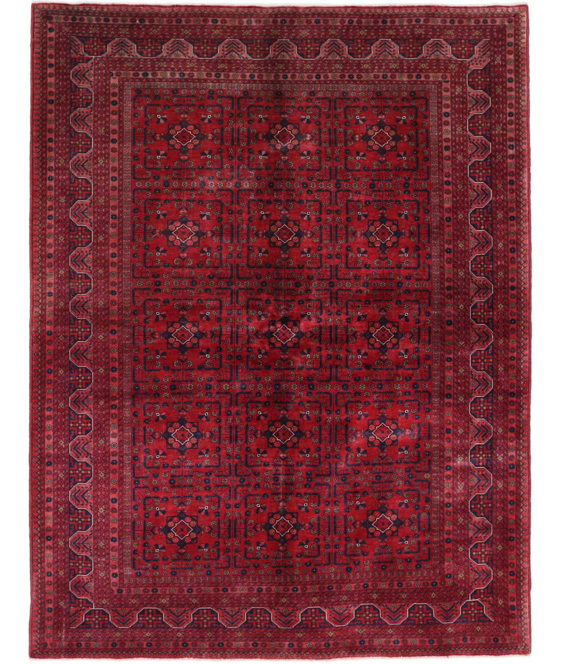 Hand Knotted Afghan Beljik Wool Rug - 5'7'' x 7'6'' 5' 7" X 7' 6" (170 X 229) / Red / Blue