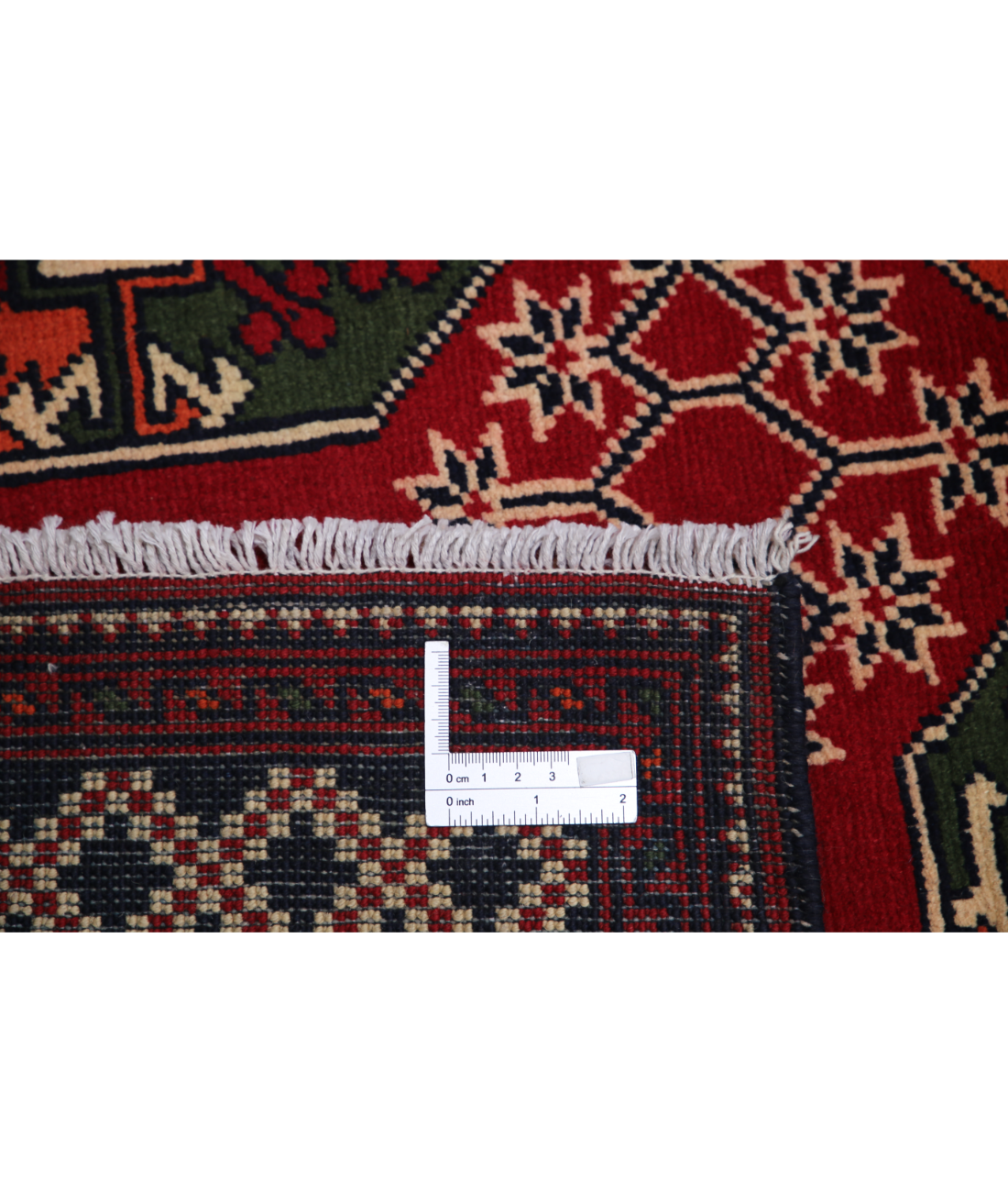 Hand Knotted Afghan Karghai Wool Rug - 3'4'' x 4'8'' 3' 4" X 4' 8" (102 X 142) / Red / Black