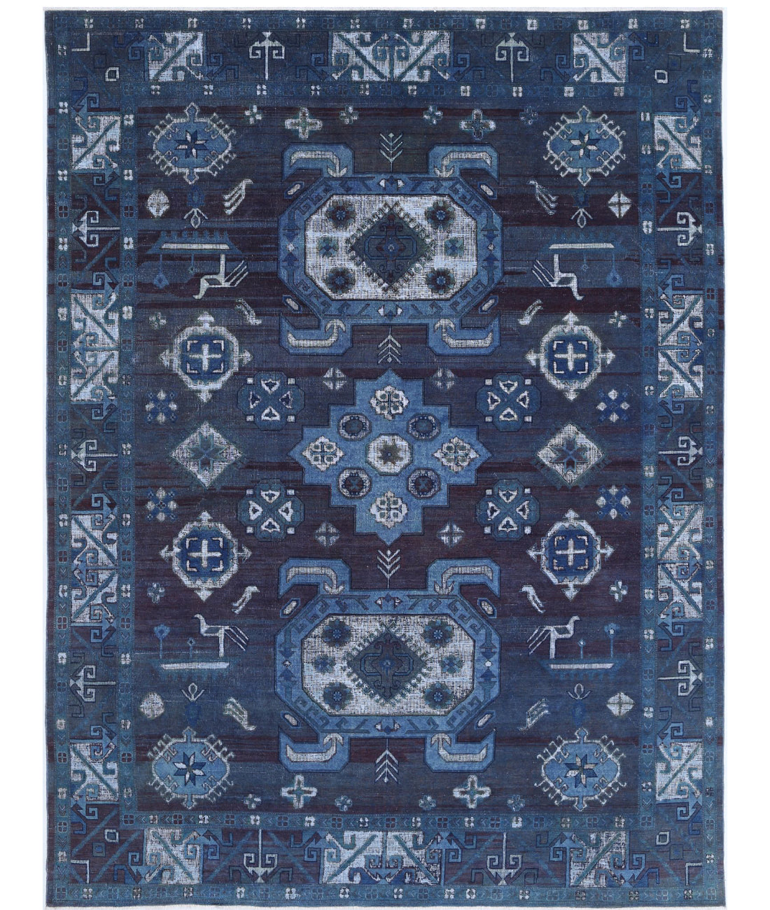 Hand Knotted Onyx Wool Rug - 8'7'' x 11'7'' 8'7'' x 11'7'' (258 X 348) / Blue / Blue