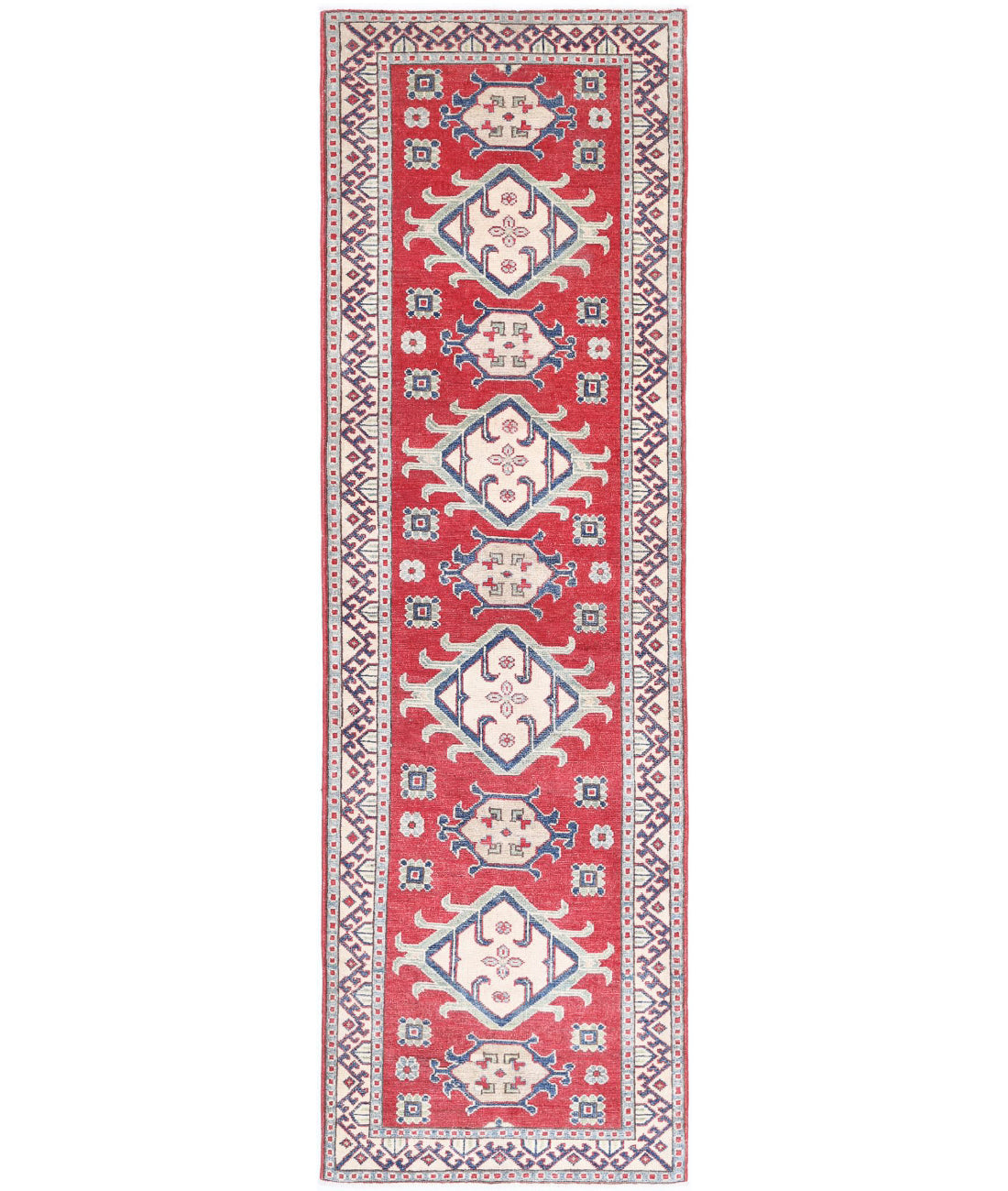 Hand Knotted Tribal Kazak Wool Rug - 2'8'' x 9'8''