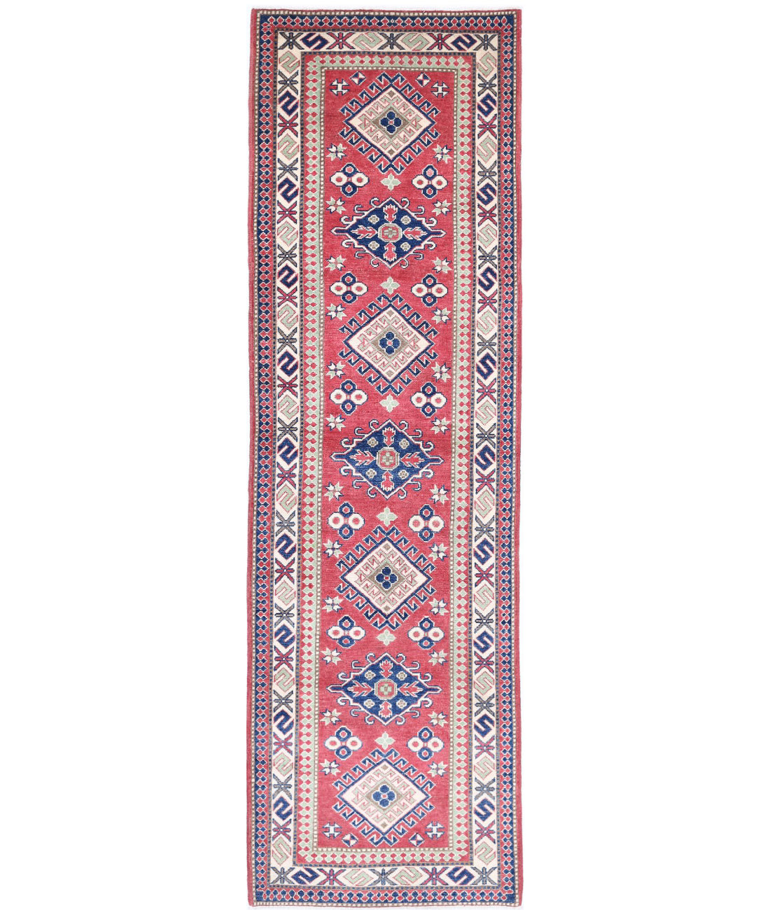 Hand Knotted Tribal Kazak Wool Rug - 2'8'' x 9'9''