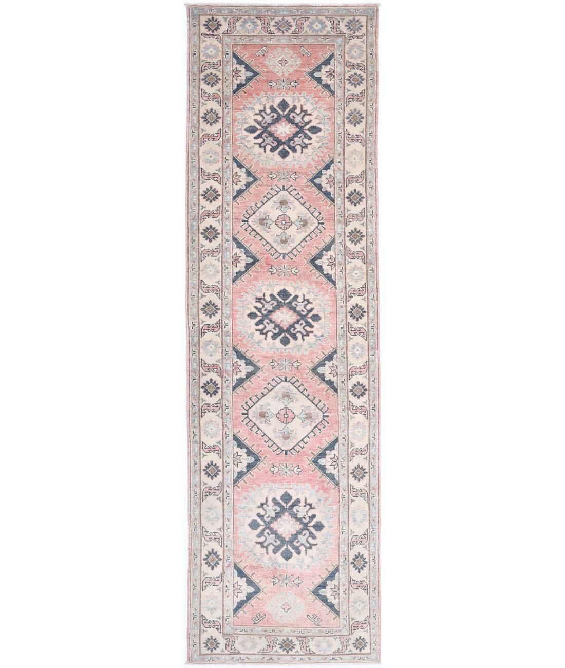 Hand Knotted Tribal Kazak Wool Rug - 2'5'' x 9'7''