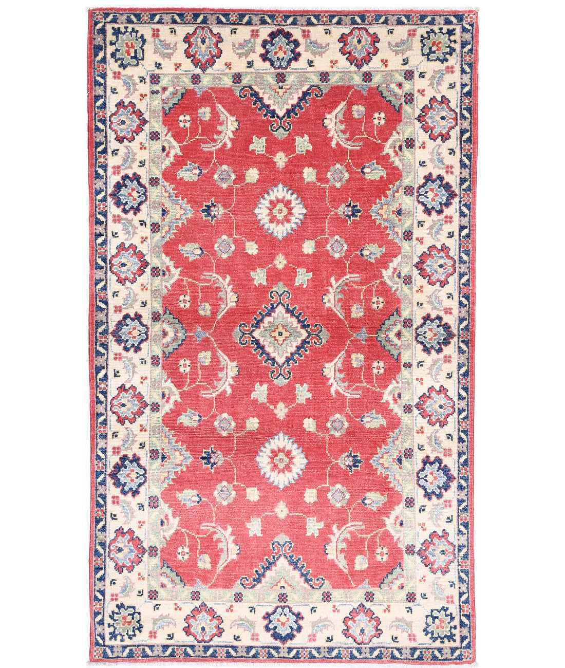Hand Knotted Tribal Kazak Wool Rug - 3'1'' x 5'2''