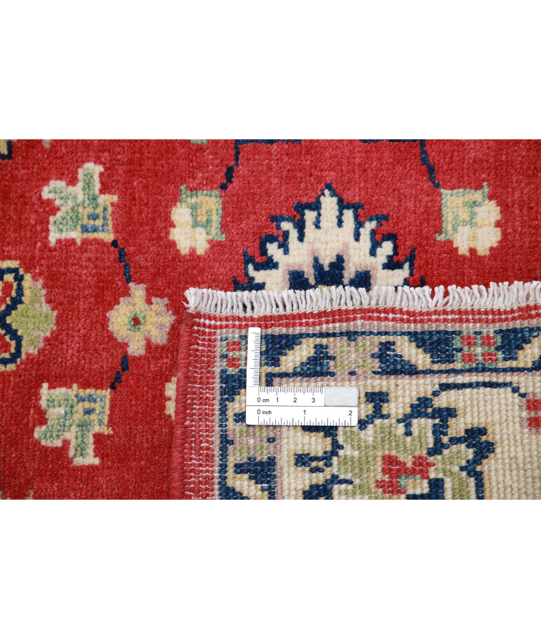 Hand Knotted Tribal Kazak Wool Rug - 3'0'' x 4'8'' 3'0'' x 4'8'' (90 X 140) / Red / Ivory