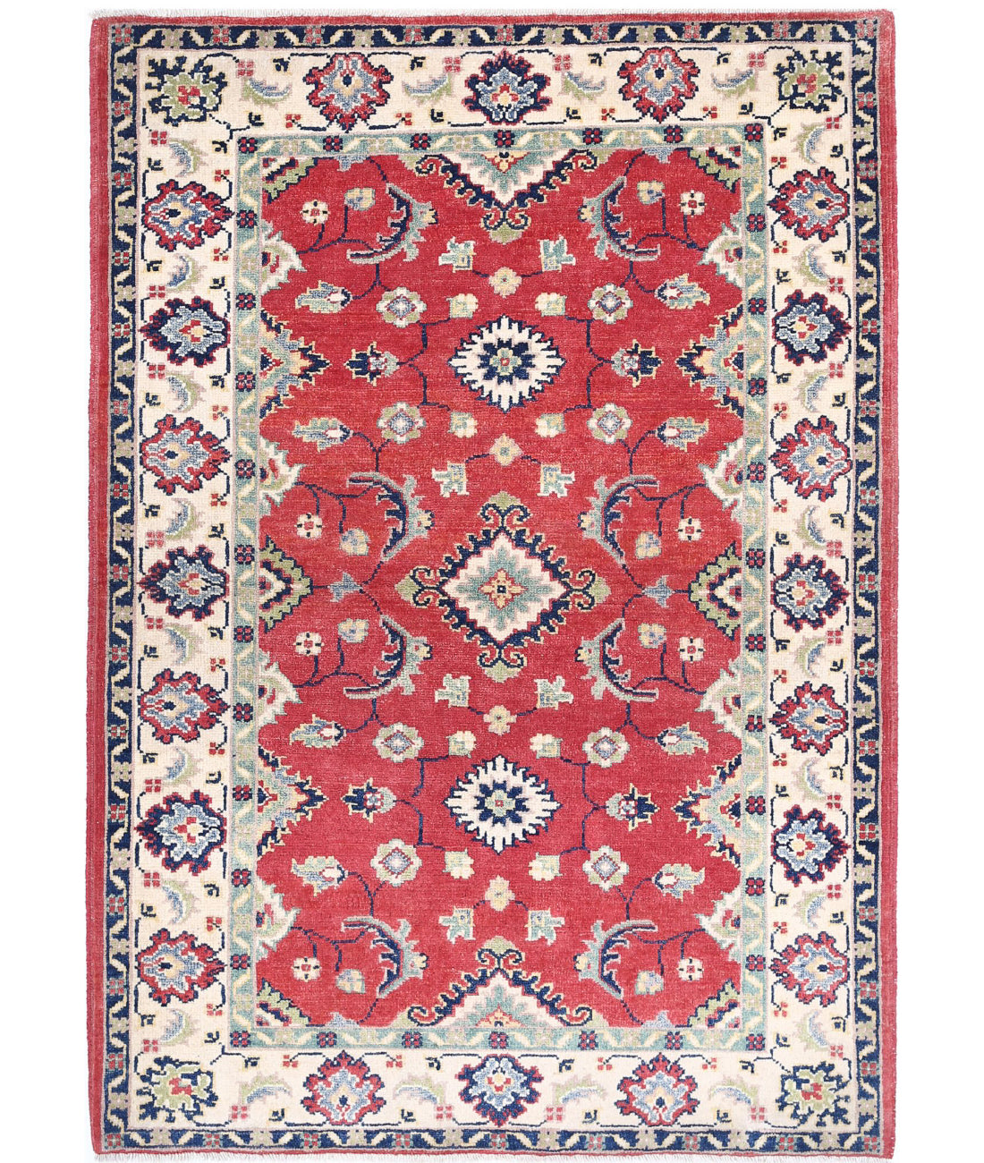 Hand Knotted Tribal Kazak Wool Rug - 3'0'' x 4'8''