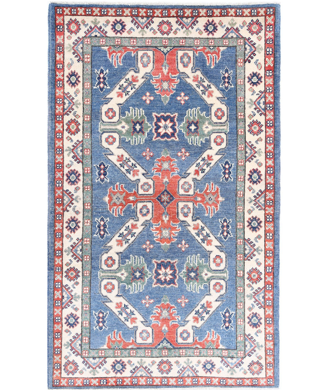 Hand Knotted Tribal Kazak Wool Rug - 3'0'' x 5'0''