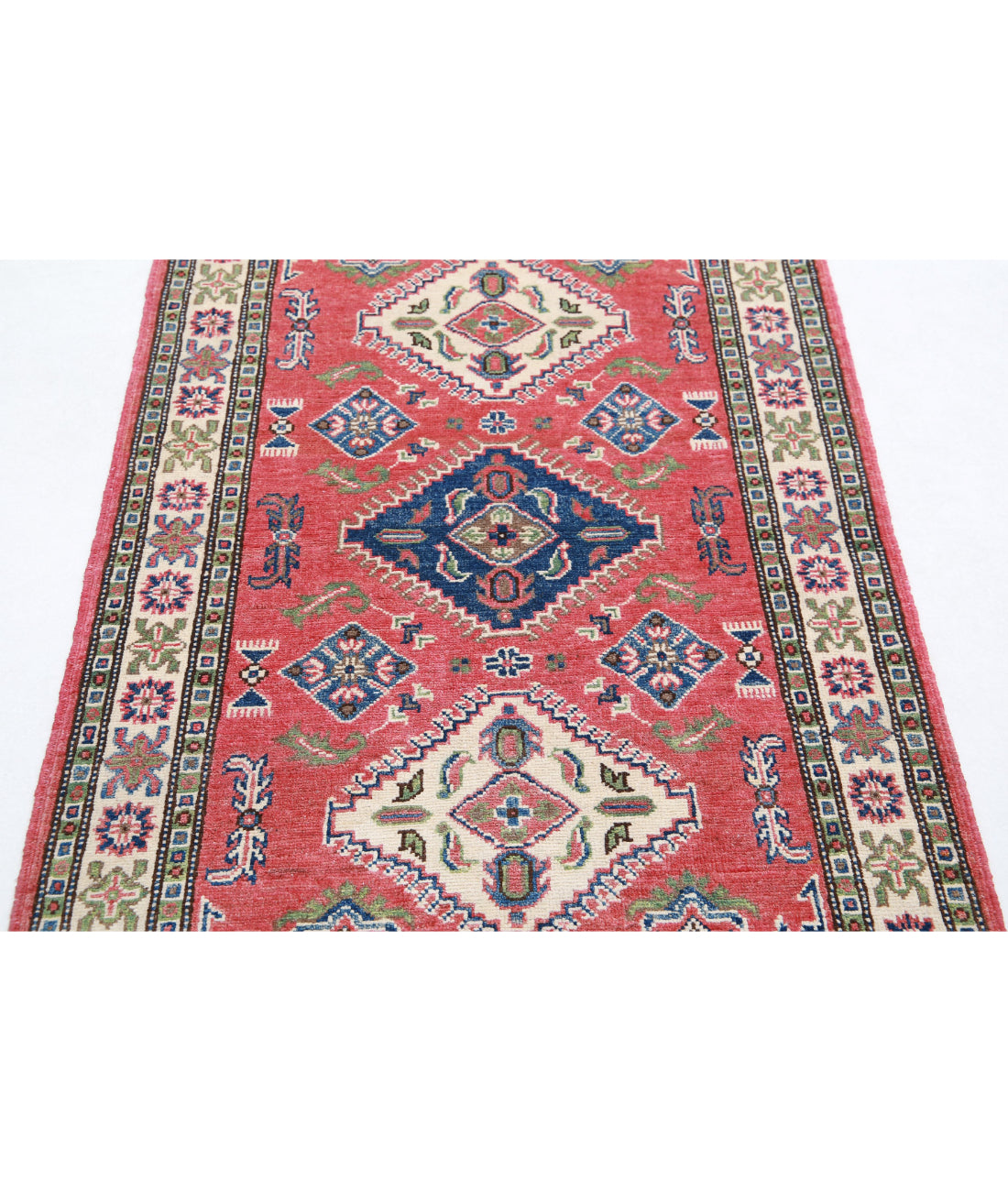 Hand Knotted Tribal Kazak Wool Rug - 3'0'' x 5'0'' 3'0'' x 5'0'' (90 X 150) / Red / Ivory