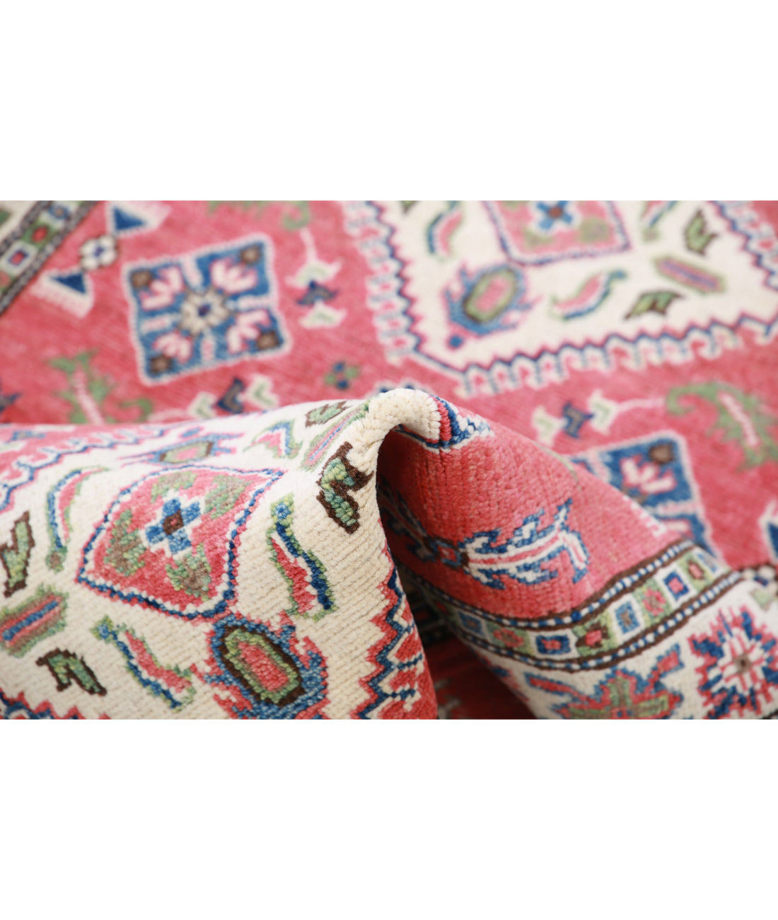 Hand Knotted Tribal Kazak Wool Rug - 3'0'' x 5'0'' 3'0'' x 5'0'' (90 X 150) / Red / Ivory