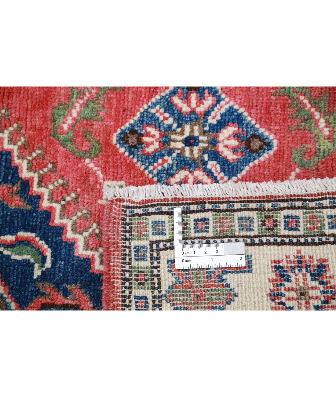 Hand Knotted Tribal Kazak Wool Rug - 3'0'' x 5'0'' 3'0'' x 5'0'' (90 X 150) / Red / Ivory