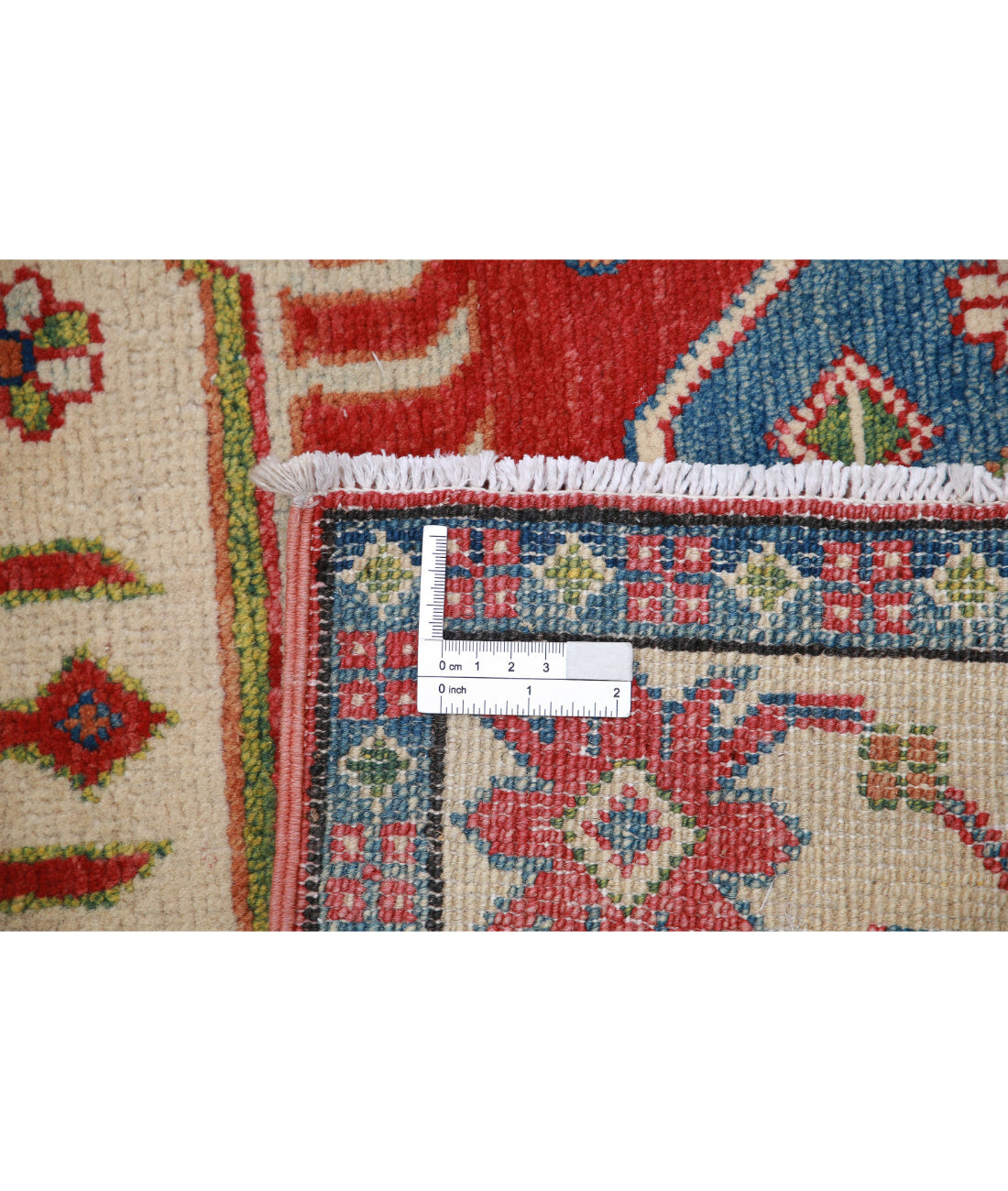 Hand Knotted Tribal Kazak Wool Rug - 3'4'' x 5'3'' 3'4'' x 5'3'' (100 X 158) / Red / Ivory