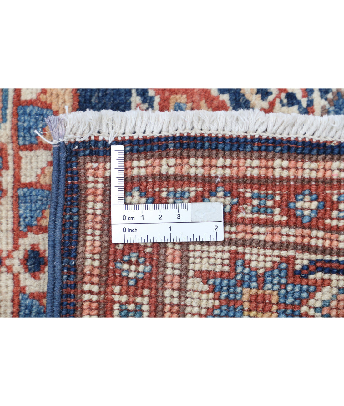 Hand Knotted Tribal Kazak Wool Rug - 3'0'' x 4'10'' 3'0'' x 4'10'' (90 X 145) / Blue / Ivory
