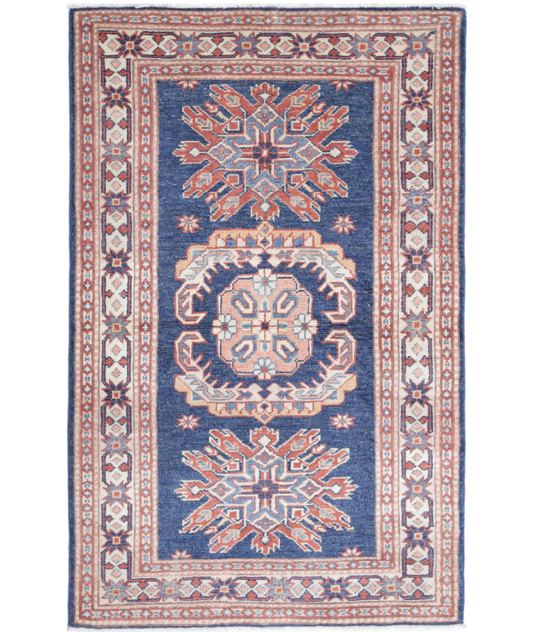 Hand Knotted Tribal Kazak Wool Rug - 3'0'' x 4'10''