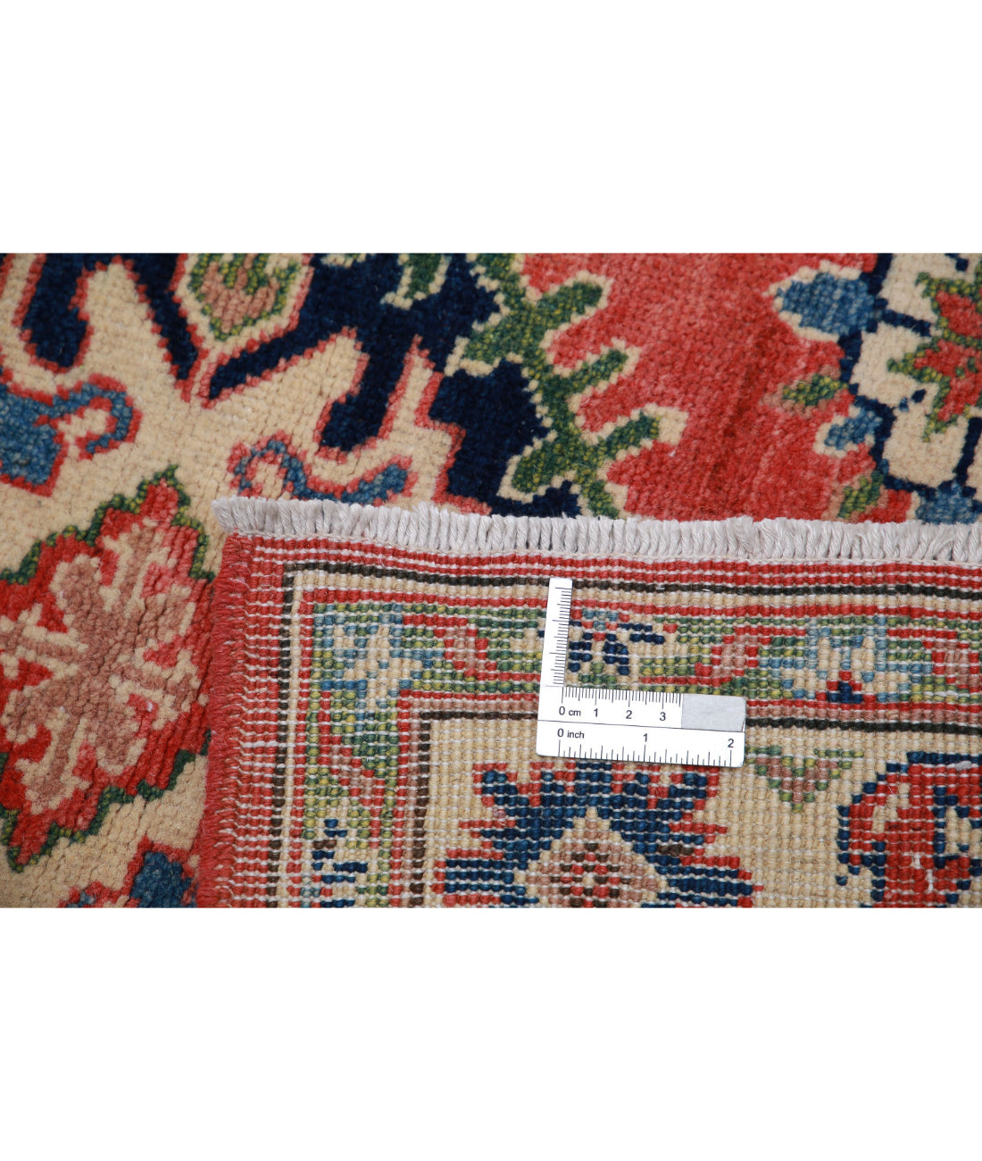 Hand Knotted Tribal Kazak Wool Rug - 3'1'' x 4'9'' 3'1'' x 4'9'' (93 X 143) / Red / Ivory