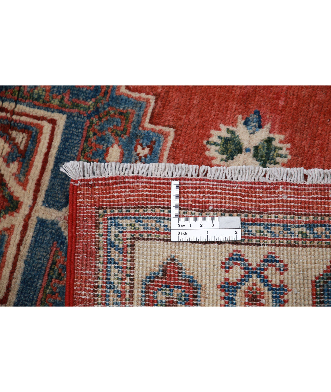 Hand Knotted Tribal Kazak Wool Rug - 3'2'' x 4'11'' 3'2'' x 4'11'' (95 X 148) / Red / Ivory
