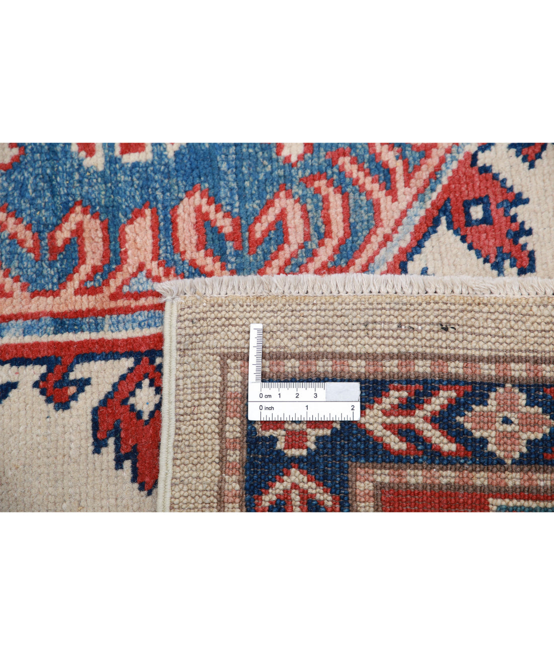 Hand Knotted Tribal Kazak Wool Rug - 6'3'' x 9'4'' 6'3'' x 9'4'' (188 X 280) / Ivory / Red