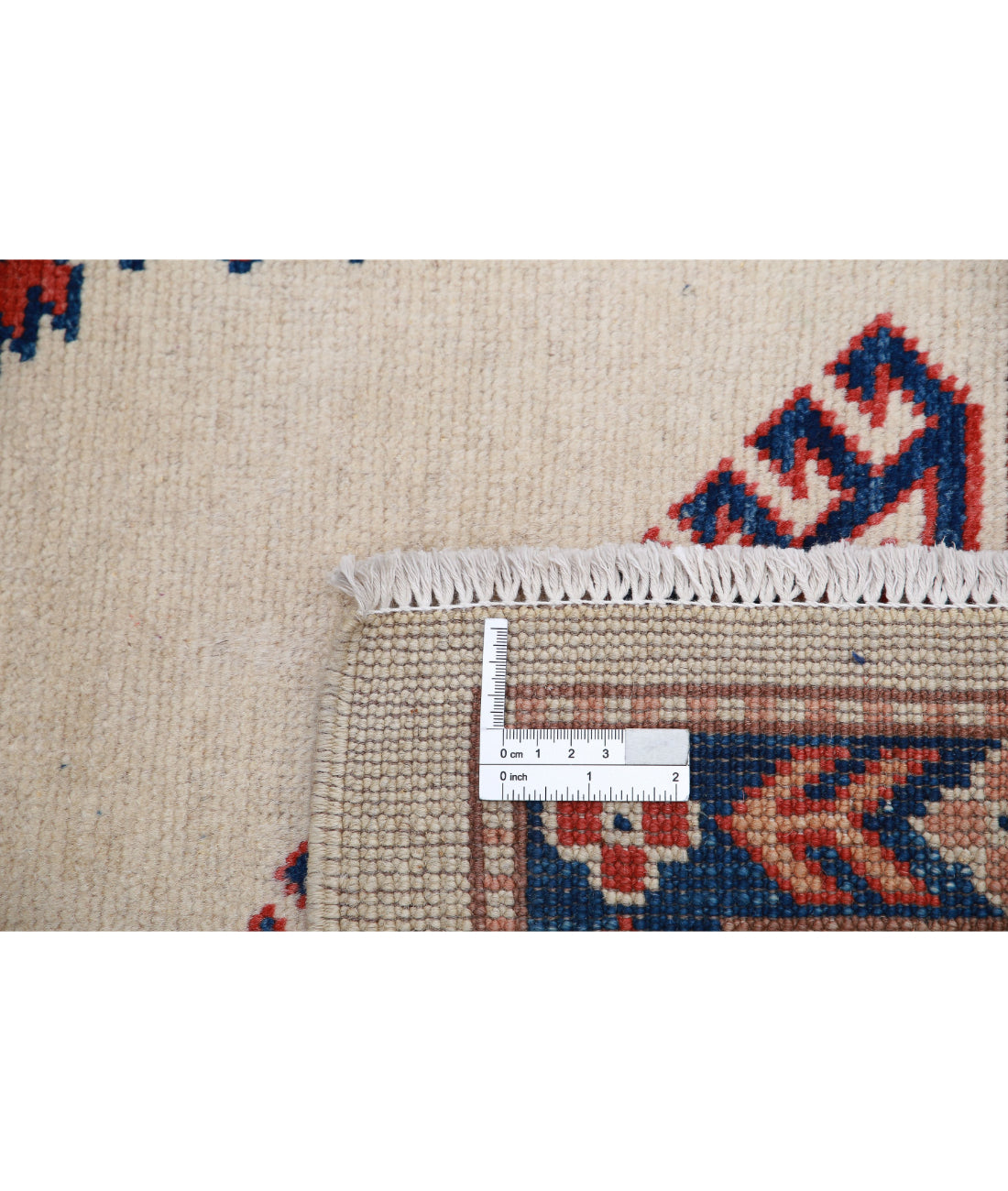 Hand Knotted Tribal Kazak Wool Rug - 6'0'' x 8'11'' 6'0'' x 8'11'' (180 X 268) / Ivory / Red