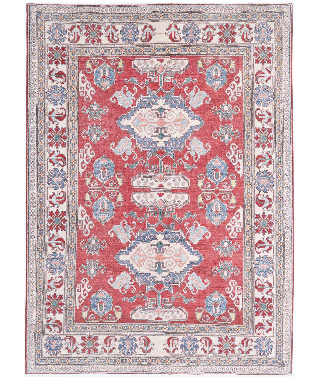 Hand Knotted Tribal Kazak Wool Rug - 7'8'' x 10'8''