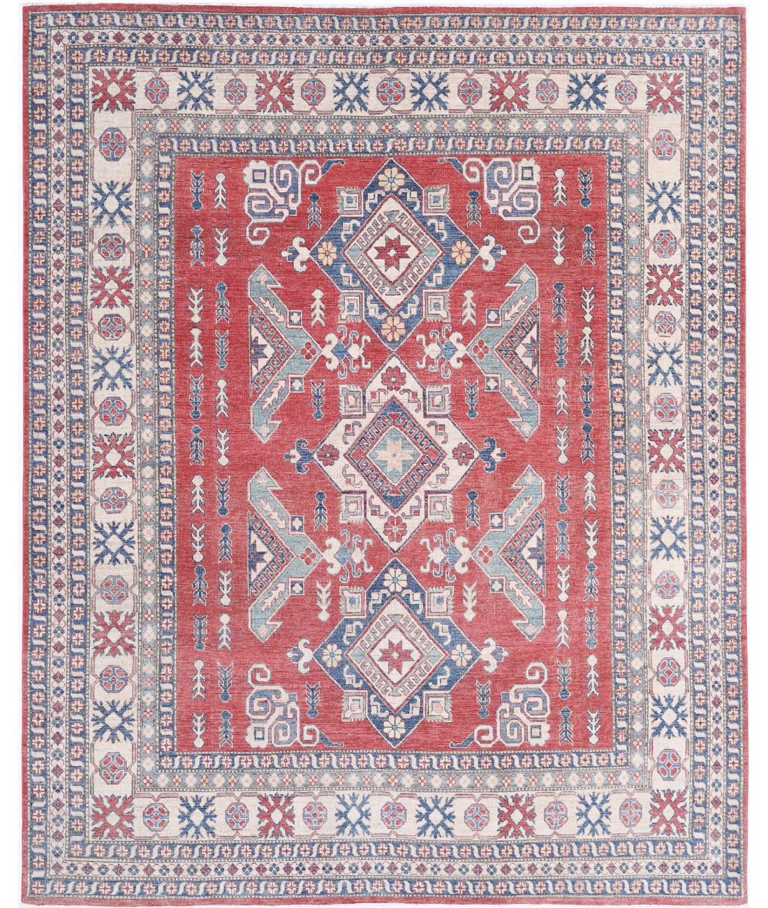 Hand Knotted Tribal Kazak Wool Rug - 8'6'' x 10'5''