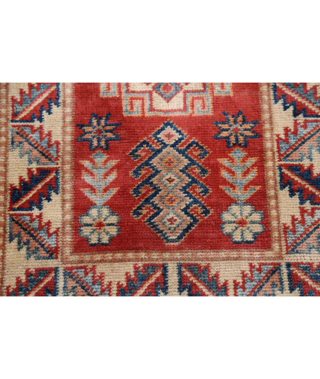 Hand Knotted Tribal Afzali Kazak Wool Rug - 1'10'' x 2'9'' 1'10'' x 2'9'' (55 X 83) / Red / Ivory