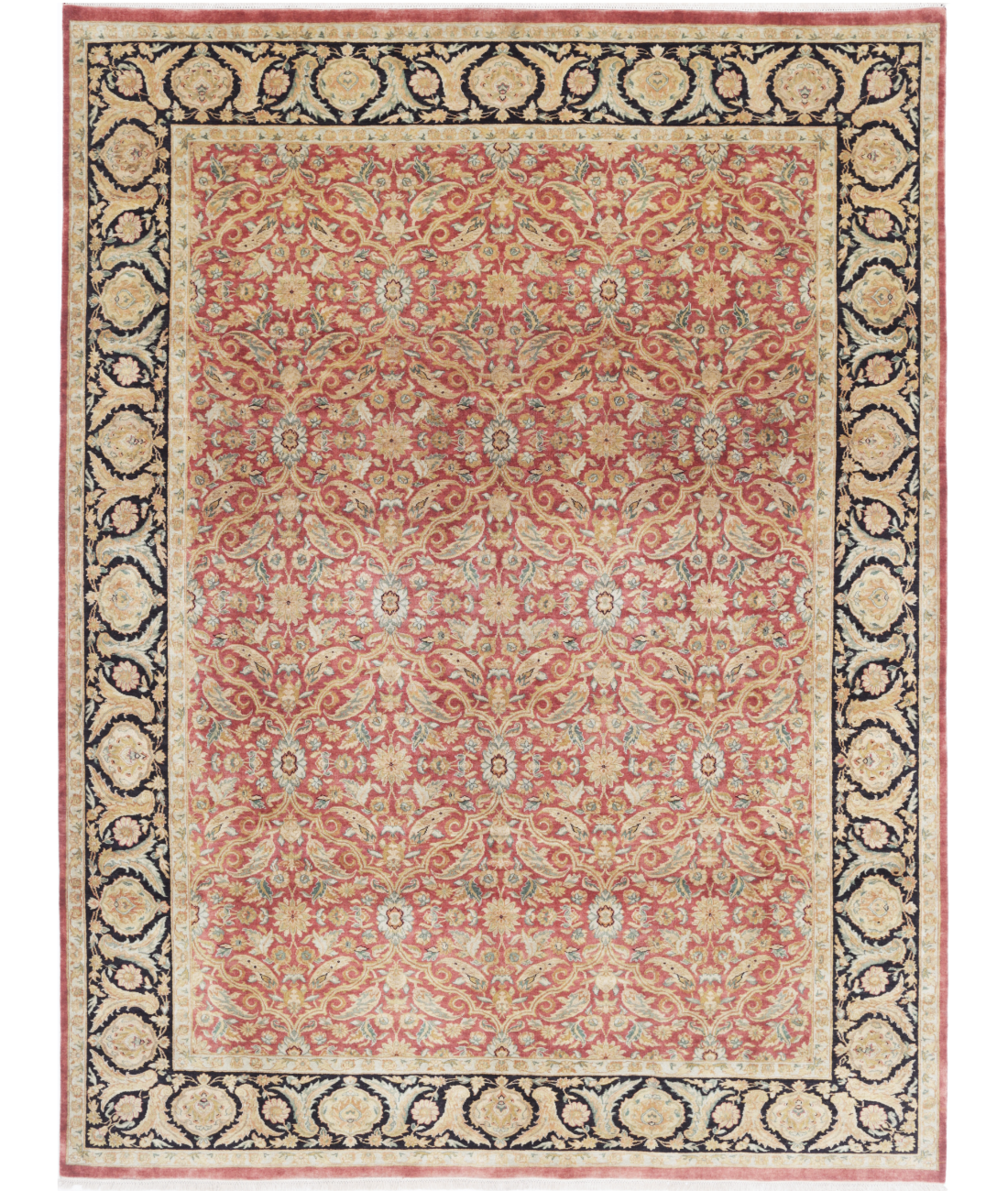 Hand Knotted Agra Wool Rug - 8'10'' x 11'8'' 8'10'' x 11'8'' (265 X 345) / Red / Black