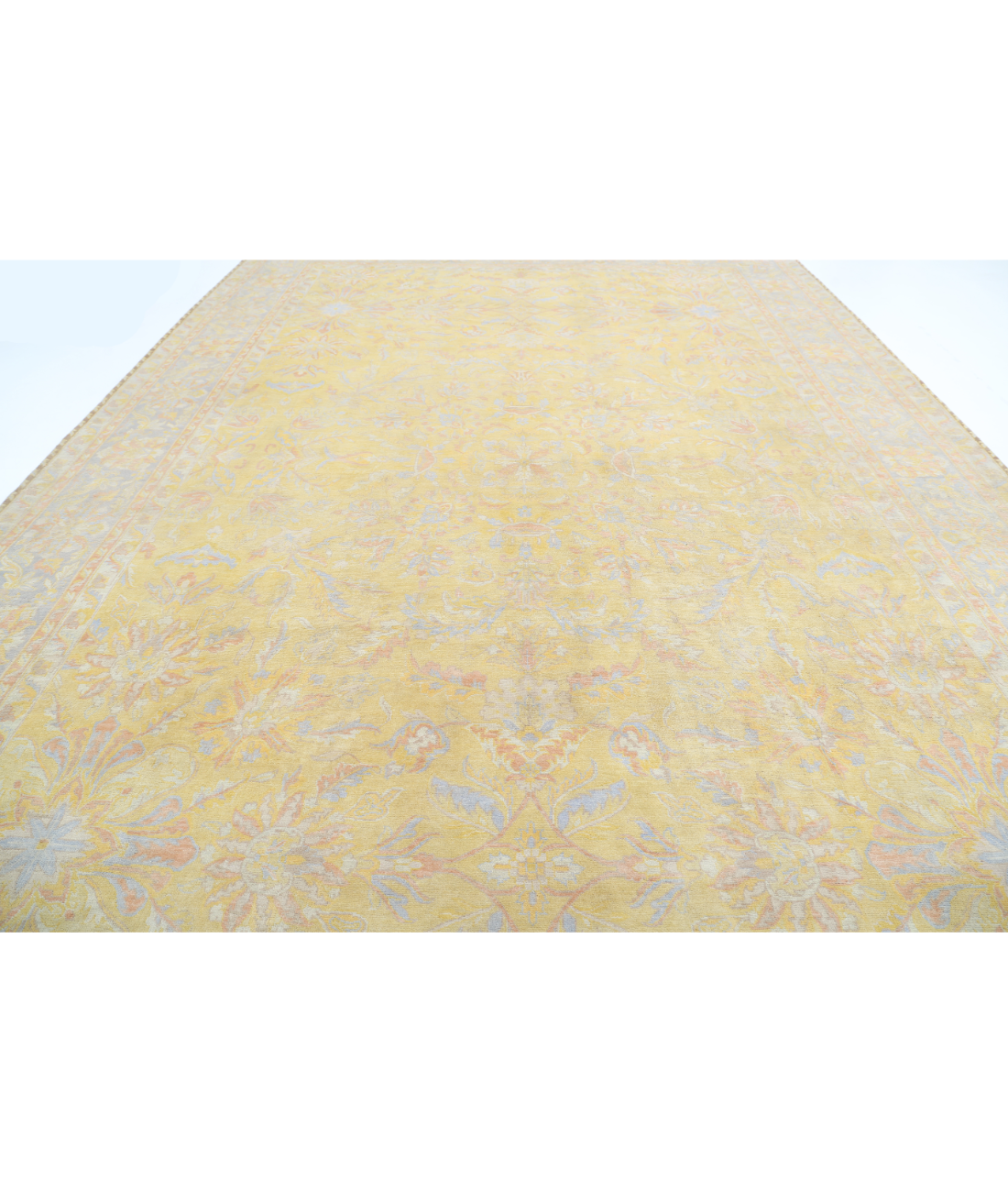 Hand Knotted Agra Wool Rug - 12'0'' x 18'2'' 12'0'' x 18'2'' (268 X 350) / Gold / Grey