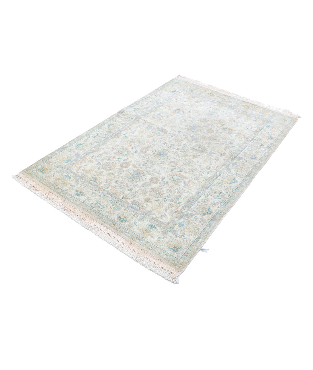 Hand Knotted Agra Wool Rug - 3'11'' x 6'0'' 3'11'' x 6'0'' (75 X 303) / Ivory / Grey