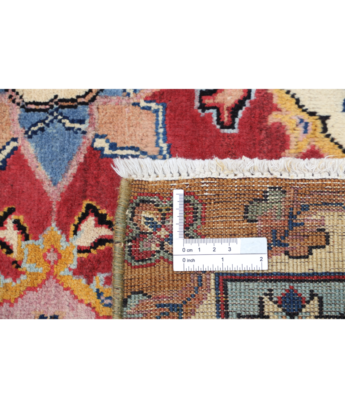 Hand Knotted Agra Wool Rug - 5'0'' x 7'0'' 5'0'' x 7'0'' (60 X 123) / Red / Blue
