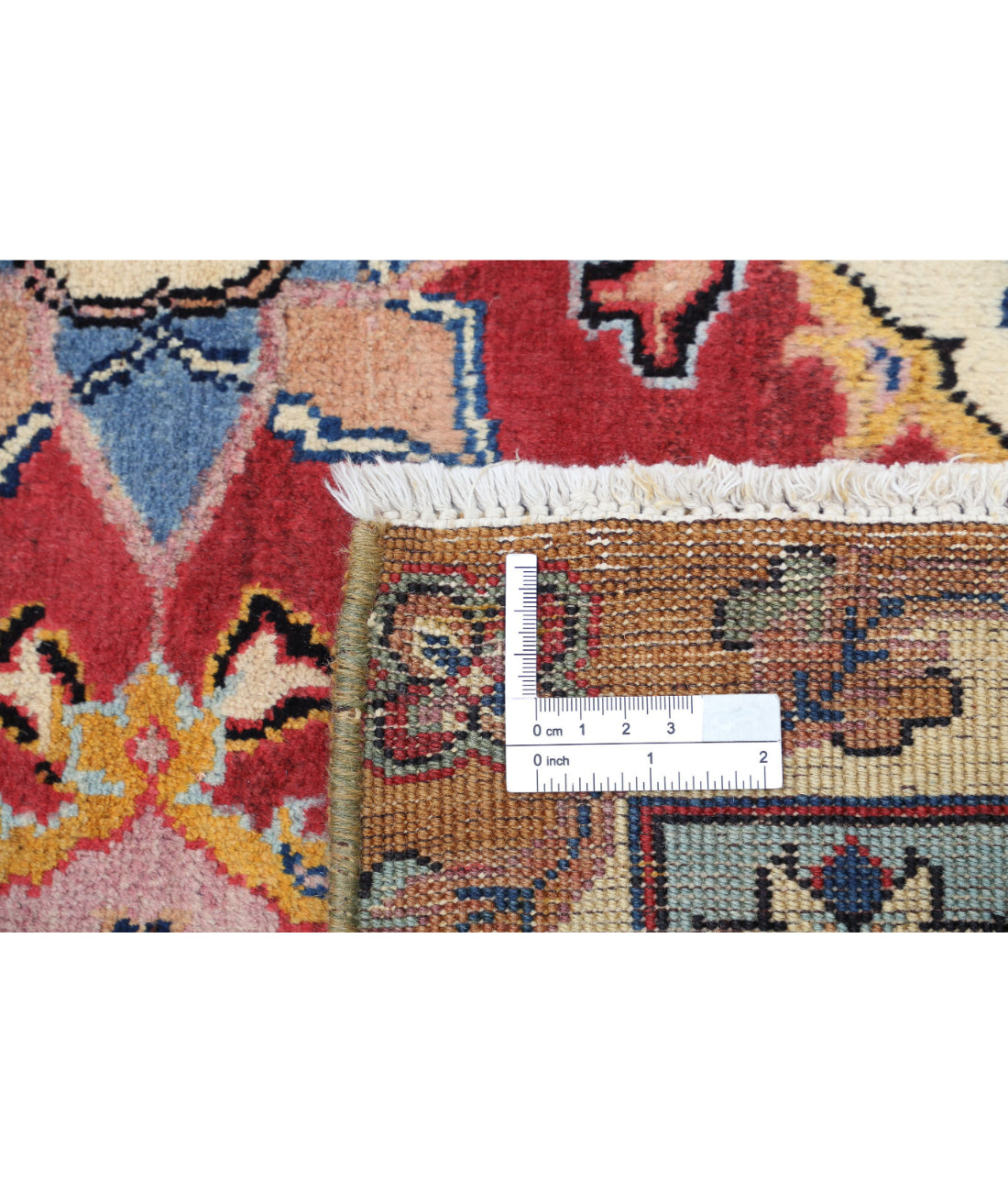 Hand Knotted Agra Wool Rug - 5'0'' x 7'0'' 5'0'' x 7'0'' (60 X 123) / Red / Blue