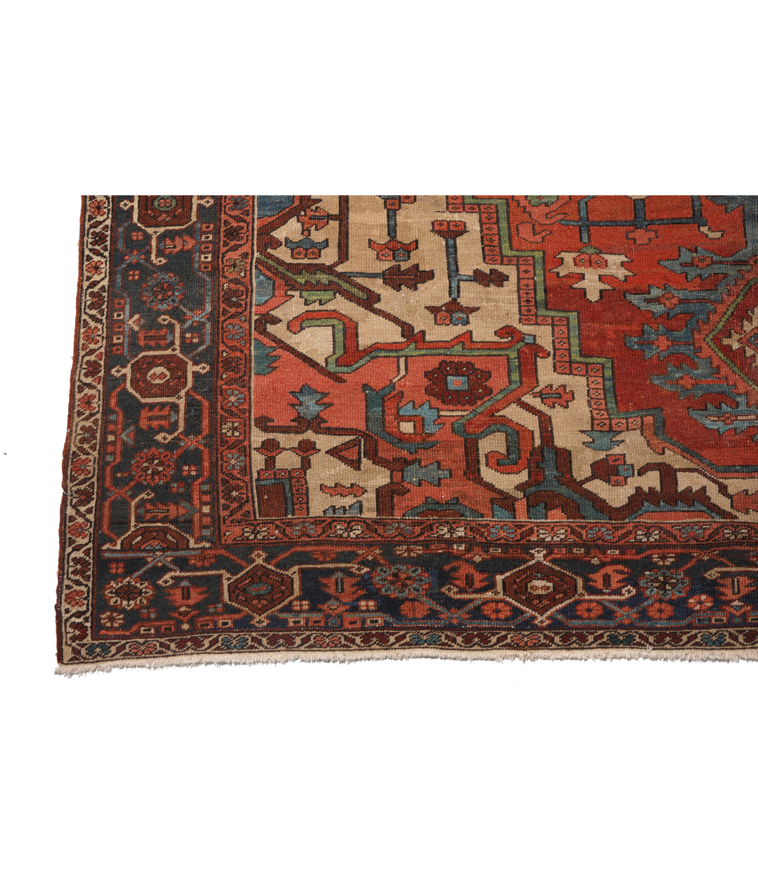 Hand Knotted Antique Masterpiece Persian Heriz Wool Rug - 10'0'' x 14'5'' 10' 0" X 14' 5" (305 X 439) / Red / Blue