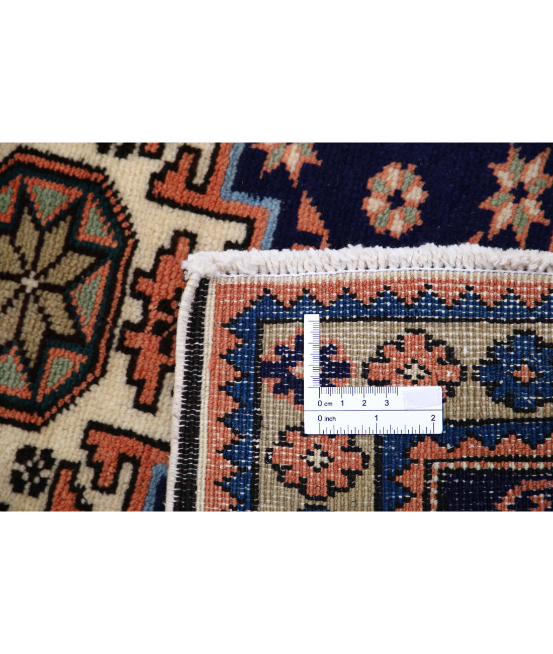 Hand Knotted Persian Kazak Wool Rug - 2'4'' x 3'7'' 2'4'' x 3'7'' (70 X 108) / Blue / N/A