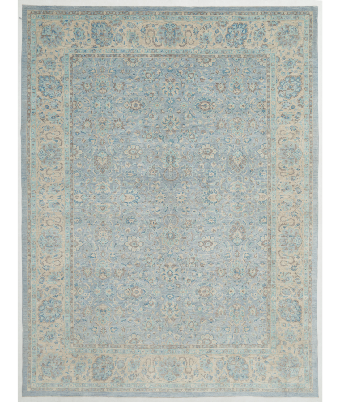 Hand Knotted Ariana Wool & Silk Rug 13' 2" X 17' 2" 13' 2" X 17' 2" (401 X 523) / Blue / Ivory