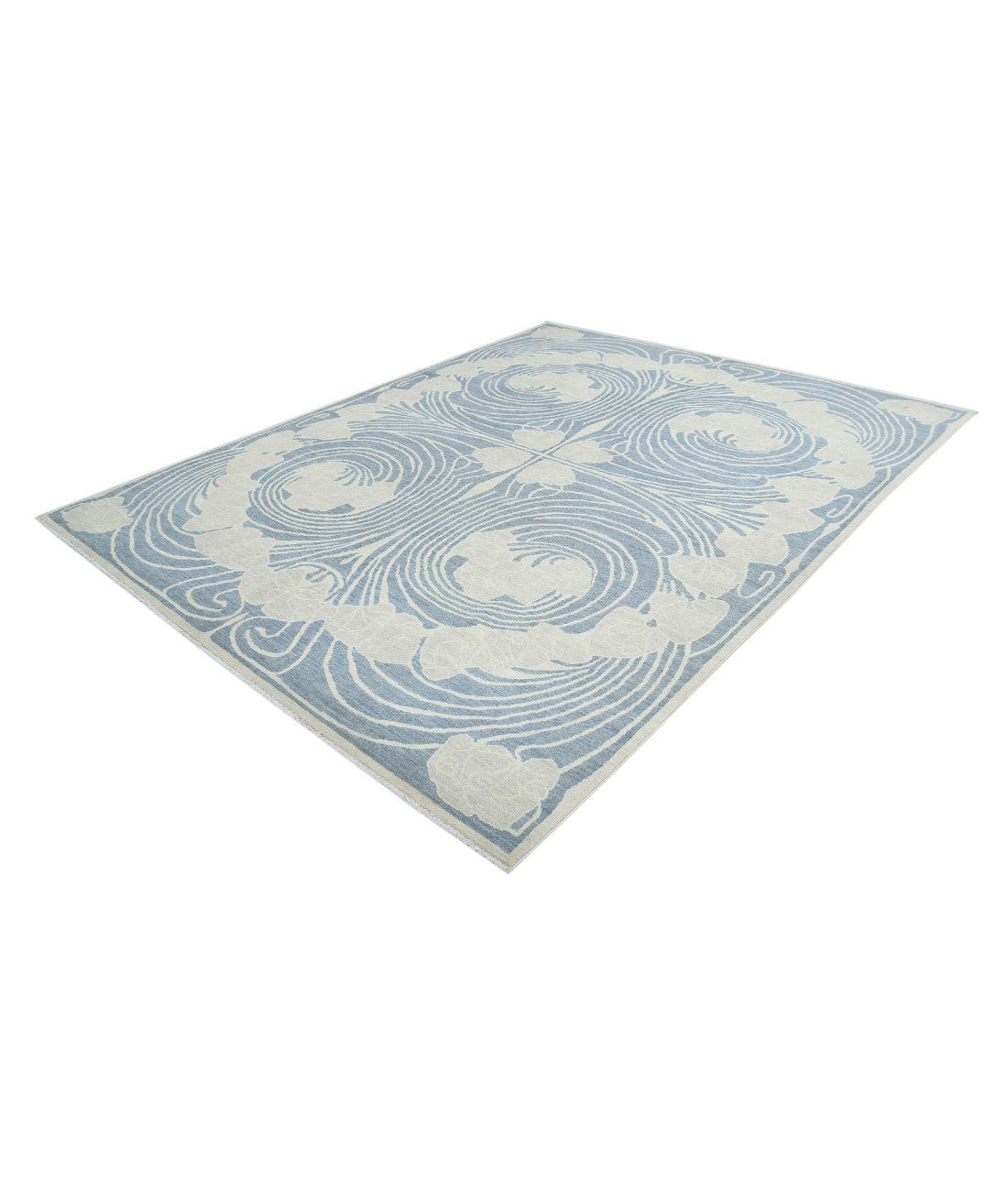 Hand Knotted Nouvelle Wool Rug - 8'0'' x 10'1'' 8'0'' x 10'1'' (240 X 303) / Silver / Grey