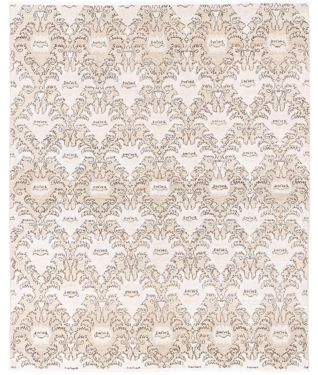 Hand Knotted Artemix Wool Rug - 4&#39;4&#39;&#39; x 5&#39;4&#39;&#39; 4&#39; 4&quot; X 5&#39; 4&quot; (132 X 163) / Ivory / Taupe