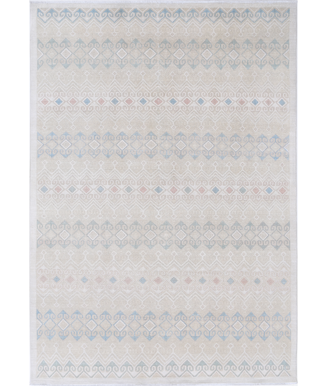 Hand Knotted Artemix Wool Rug 6' 6" X 9' 6" 6' 6" X 9' 6" (198 X 290) / Ivory / Ivory