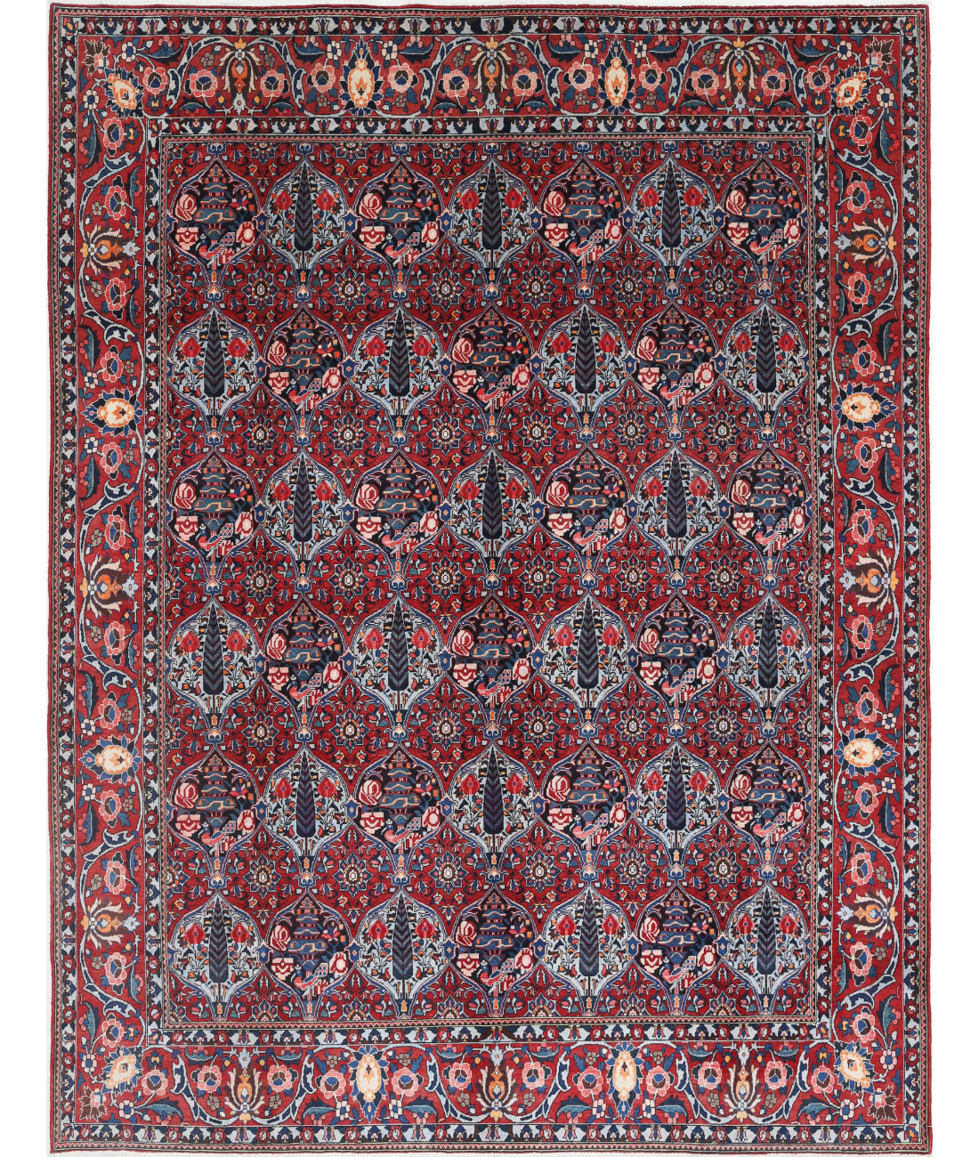 Hand Knotted Persian Bakhtiari Wool Rug - 10'2'' x 13'3'' 10'2'' x 13'3'' (305 X 398) / Red / Red